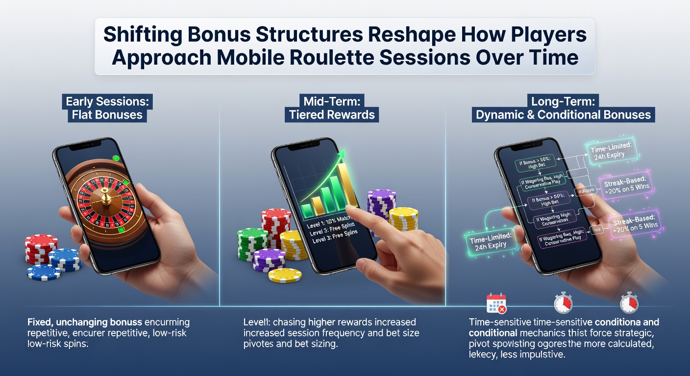 Darstellung von Mobile-Roulette-Sessions mit variablen Bonusstrukturen auf einem Smartphone-Display